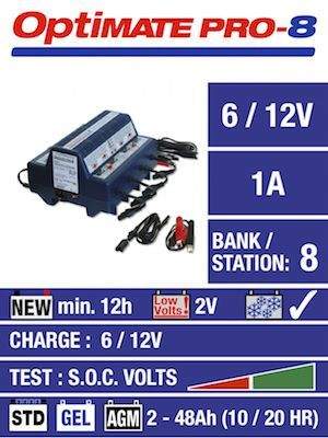 Зарядное устройство OptiMate PRO 8 (8x1A - 6/12V), TS44