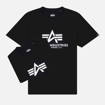 Комплект мужских футболок Alpha Industries Basic Big Logo 2-Pack, цвет чёрный, размер XXL