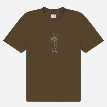 Мужская футболка C.P. Company 30/1 Jersey Printed, цвет оливковый, размер M