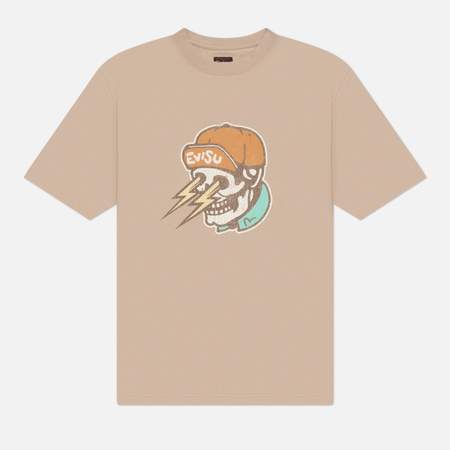 Мужская футболка Evisu Raijin Skull, цвет бежевый, размер XXL