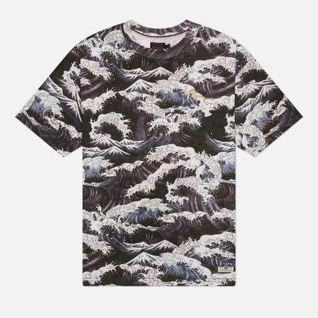 Мужская футболка Evisu Heritage Wave All Over Print, цвет чёрный, размер XL