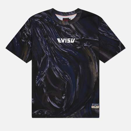 Мужская футболка Evisu Heritage Brush Effect All Over Print, цвет чёрный, размер XL