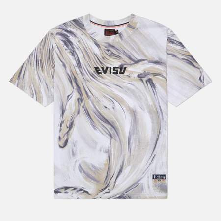 Мужская футболка Evisu Heritage Brush Effect All Over Print, цвет бежевый, размер XXL