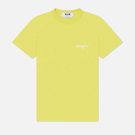 Женская футболка MSGM Italics Logo, цвет зелёный, размер M