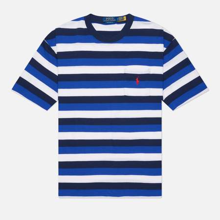 Мужская футболка Polo Ralph Lauren Yarn-Dyed 20S Uneven Jersey Striped, цвет синий, размер XXL