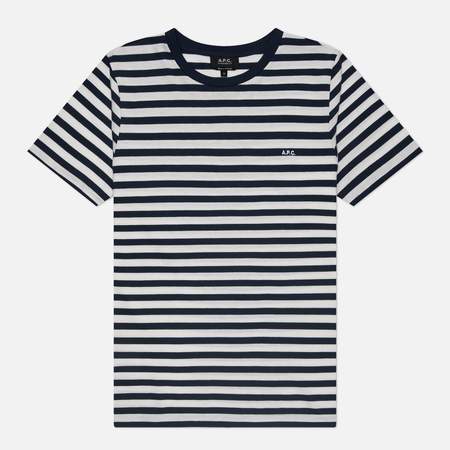 Мужская футболка A.P.C. Standard A.P.C. Brode Raye, цвет синий, размер M