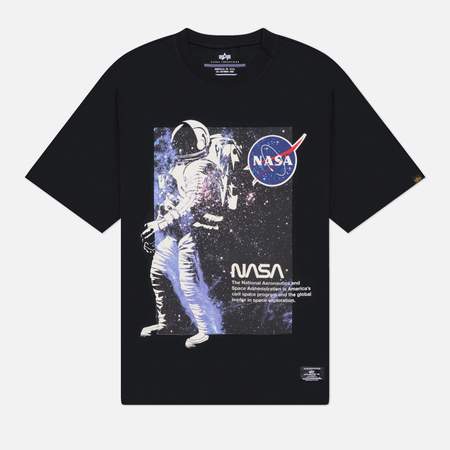 Мужская футболка Alpha Industries Essential Relaxed Fit NASA Astronaut, цвет чёрный, размер M