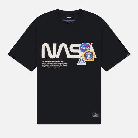 Мужская футболка Alpha Industries Essential Relaxed Fit NASA Galaxy, цвет чёрный, размер S