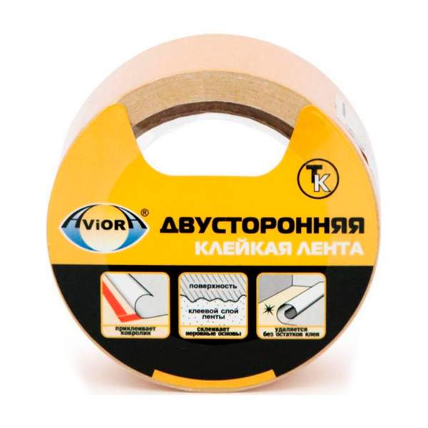Лента Aviora двусторонняя 303-008 (25 м х 50 мм) белый