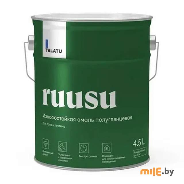 Эмаль Talatu Ruusu для пола и лестниц изностойкая полуглянцевая База A 4,5л