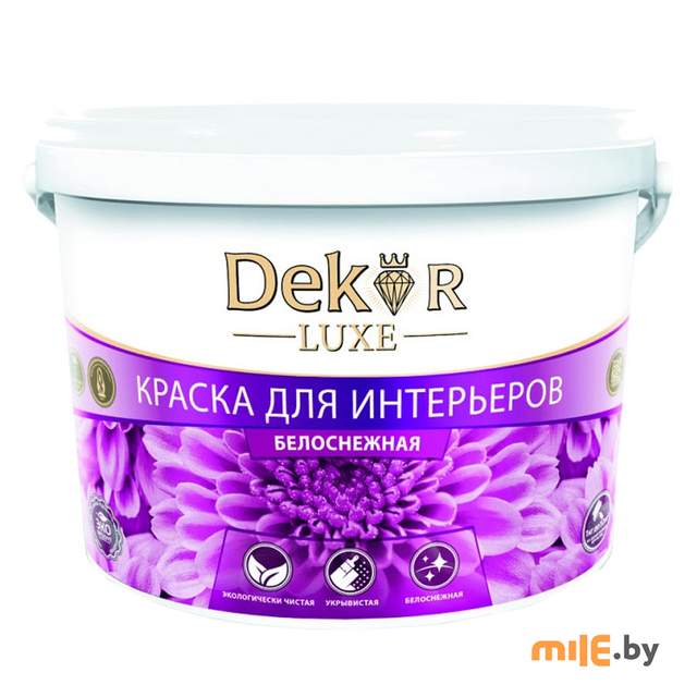 Краска Dekor ВД-АК 216 для интерьеров (1,1 кг, белоснежный)