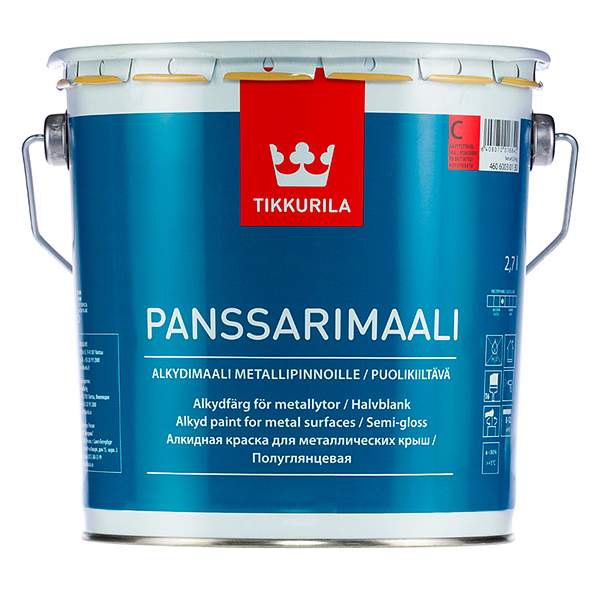 Краска алкидная Tikkurila Panssarimaali полуглянцевая База 3 2,7 л белый