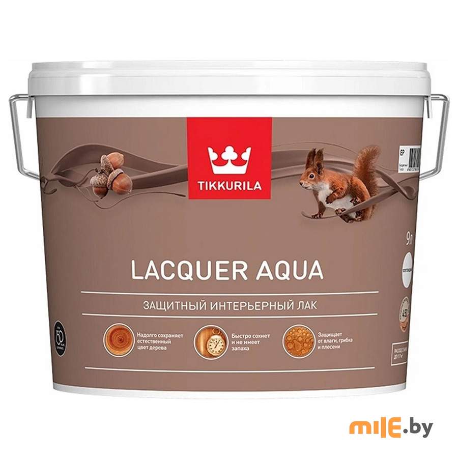 Лак Tikkurila Lacquer Aqua полуглянцевый 9 л (прозрачный)