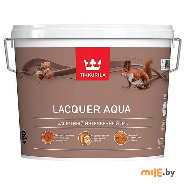 Лак Tikkurila Lacquer Aqua полуглянцевый 9 л (прозрачный)
