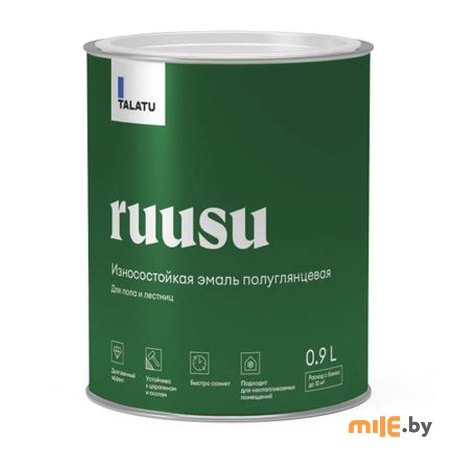 Эмаль Talatu Ruusu для пола и лестниц изностойкая полуглянцевая База A 0,9 л