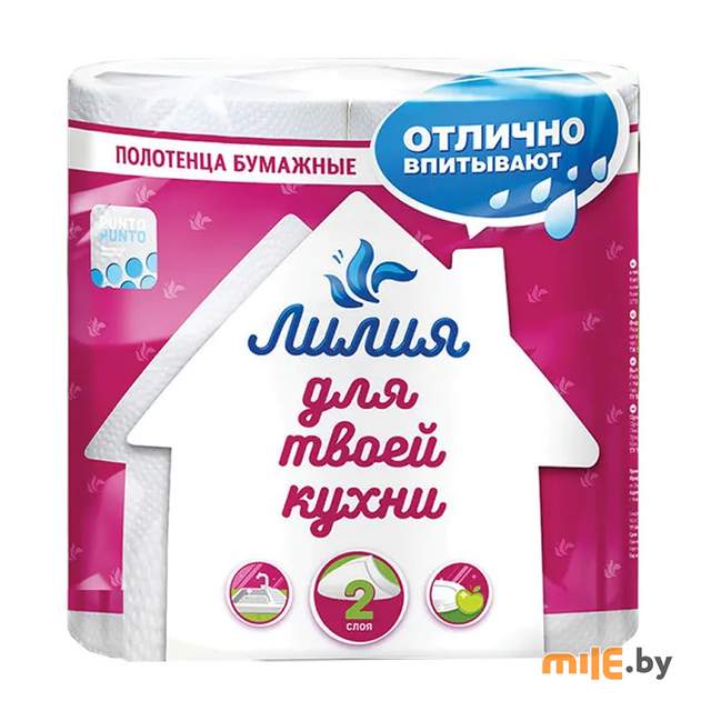 Полотенца бумажные двухслойные Лилия 2 рулона