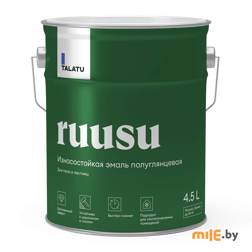 Эмаль Talatu Ruusu для пола и лестниц изностойкая полуглянцевая База С 4,5 л