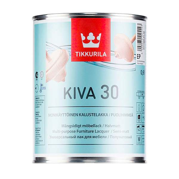 Лак Tikkurila Kiva 30 полуматовый 0,9 л (прозрачный)
