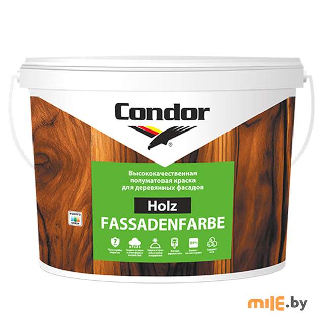 Краска Condor ВД акриловая Holz Fassadenfarbe 3 кг