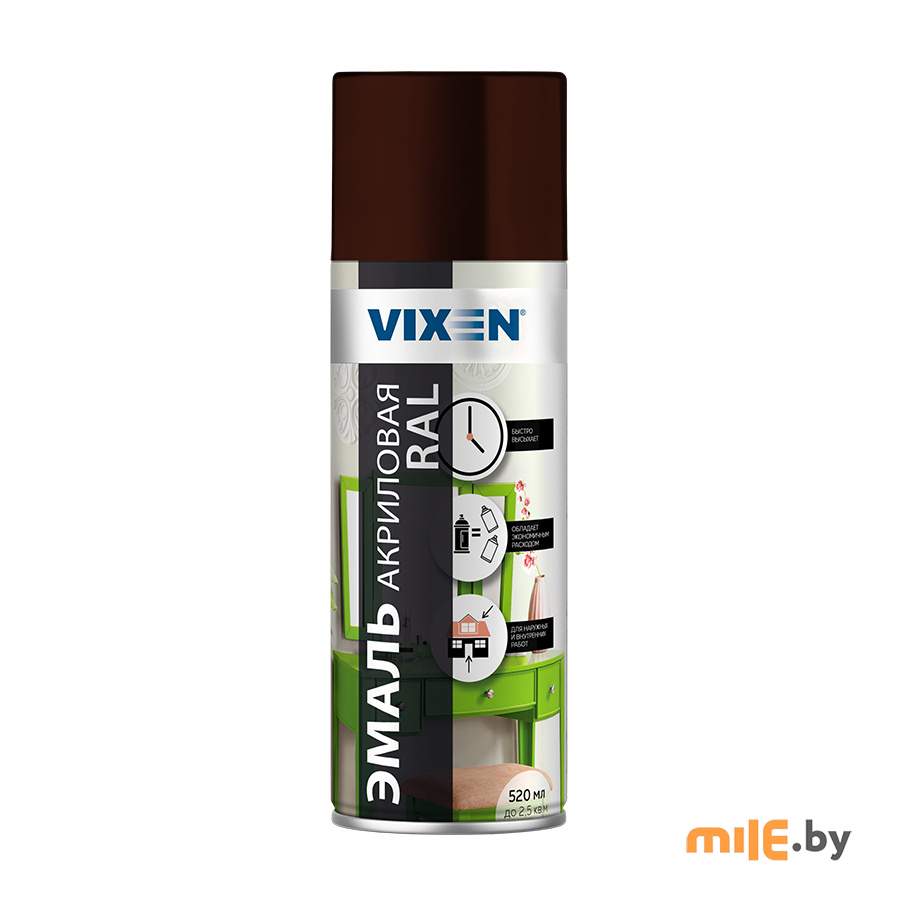 Эмаль акриловая Vixen (шоколадно-коричневый) RAL 8017 520 мл