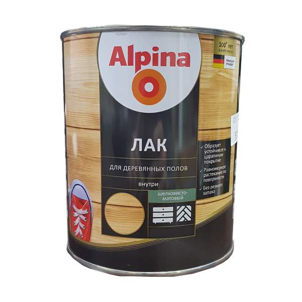 Лак АУ Alpina Лак для деревянных полов шелковисто-матовый 2,5 л / 2,23 кг