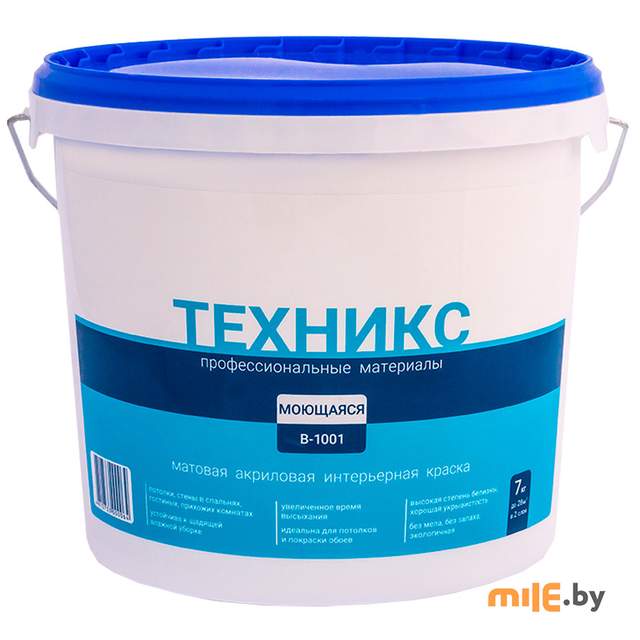 Краска Техникс Моющаяся В-1001 P (белая) 7 кг
