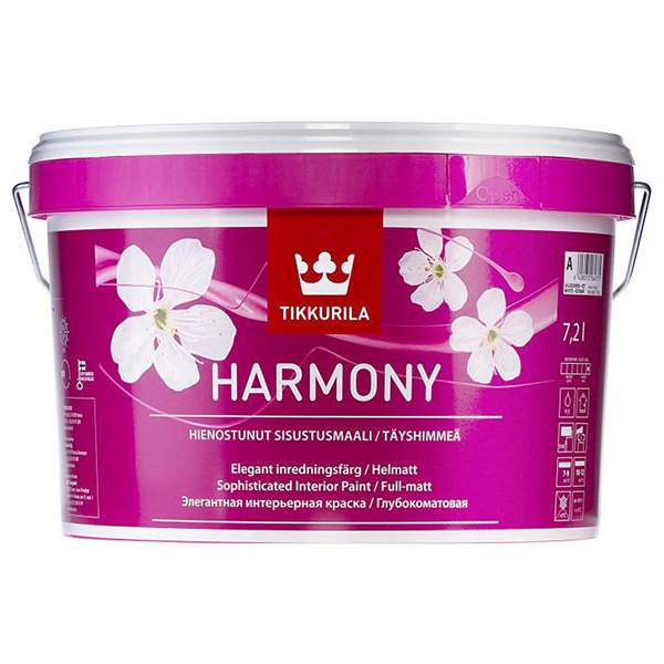 Краска акриловая Tikkurila Гармония A глубокоматовая 9 л