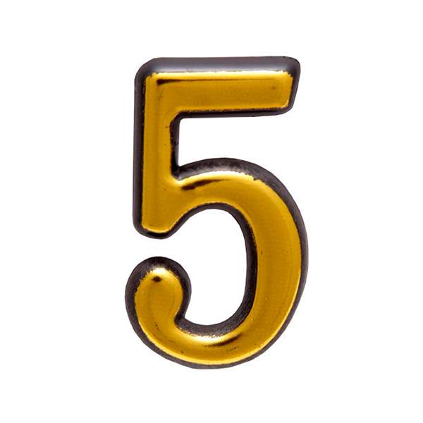 Цифра Аллюр большая №5 золото пластик