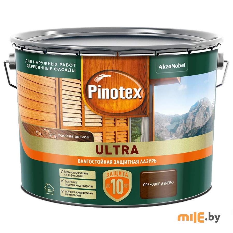 Влагостойкая лазурь Pinotex Ultra (5803406) ореховое дерево 9 л