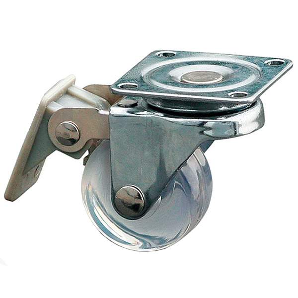 Колесо мебельное 35 с тормозом KM-AH35MM-00, прозрачное, W