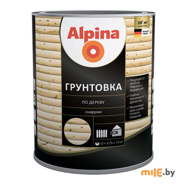 Средство защитное Alpina Грунтовка по дереву (0,75л/0,6кг)
