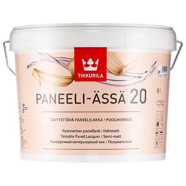 Лак Tikkurila Paneeli-Assa 20 полуматовый 9 л (прозрачный)