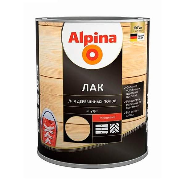 Лак АУ Alpina Лак для деревянных полов глянцевый 2,5 л / 2,23 кг