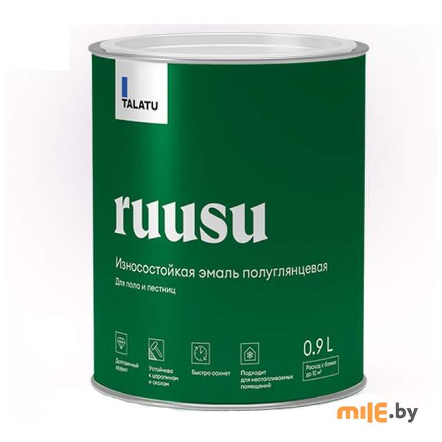 Эмаль Talatu Ruusu для пола и лестниц изностойкая полуглянцевая База C 0,9 л