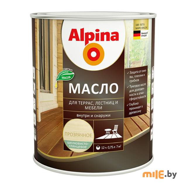 Масло для террас, лестниц и мебели Alpina (бесцветный) 0,75 л