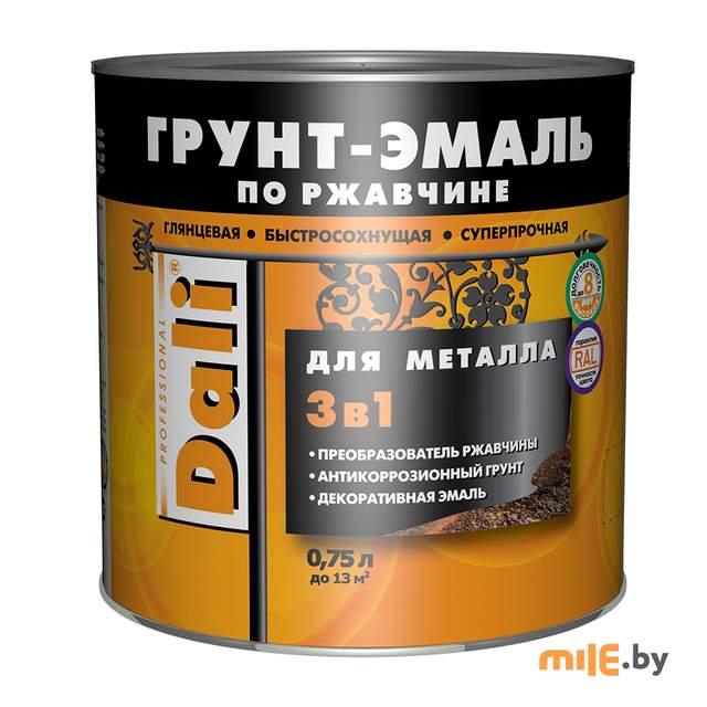 Грунт-эмаль по ржавчине Dali 3 в 1 красный (RAL 3001) 0,75 л