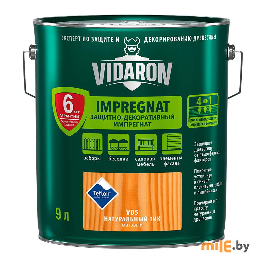 Импрегнат для дерева Vidaron V 05 матовый 9 л (натуральный тик)