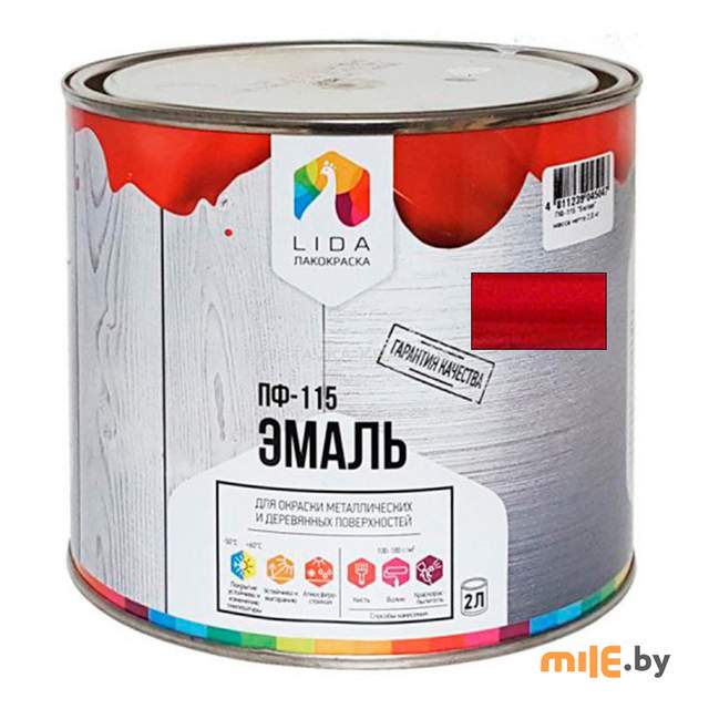 Эмаль Lida ПФ-115 2 кг (красный)