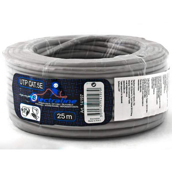 Кабель коаксиальный сетевой CAT 5E/RJ UTP 25 м серый