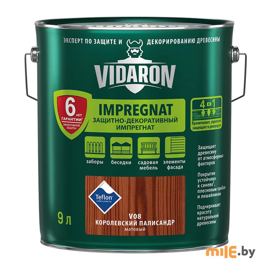 Импрегнат для дерева Vidaron V 08 матовый 9 л (королевский полисандр)