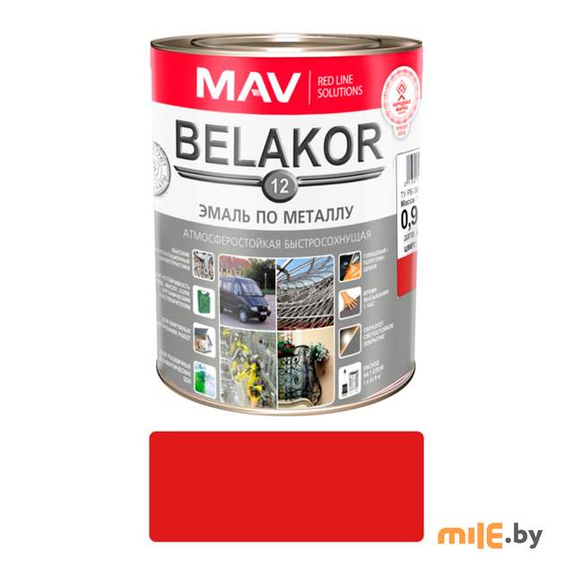 Эмаль BELAKOR по металлу атмосферостойкая быстросохнущая 12 RAL 3000 красная 1,0 л (0,9 кг)