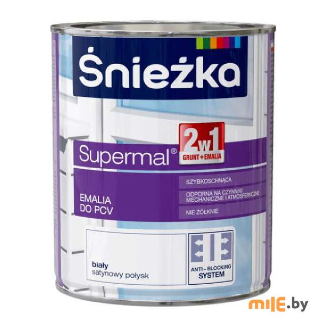 Эмаль Sniezka Супермаль для ПВХ белая 0,75 л