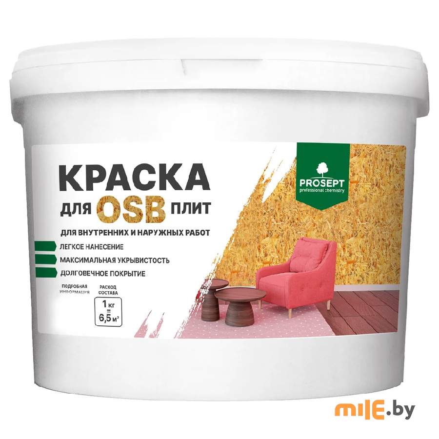 Краска для плит OSB Prosept для внутренних и наружных работ (079-1) 1 кг