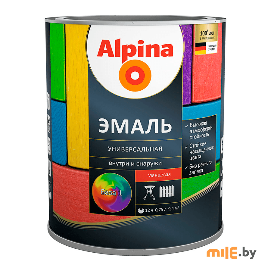 Эмаль Alpina универсальная База 1 глянцевая 0,75 л