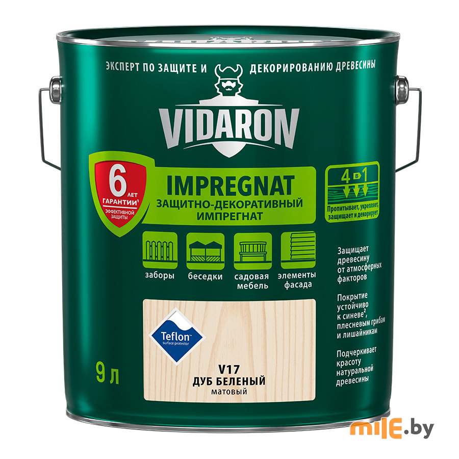 Импрегнат для дерева Vidaron V 17 матовый 9 л (белёный дуб)