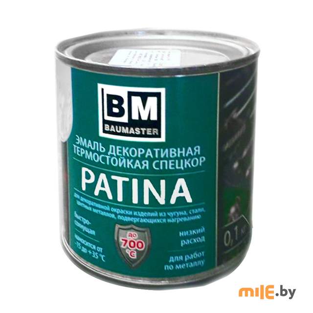 Эмаль Baumaster термостойкая СпецКор - Патина медь до 700°С,  0,1 кг