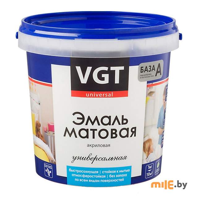 Эмаль VGT ВД-АК-1179 универсальная матовая черная (RAL 9005) 1 кг