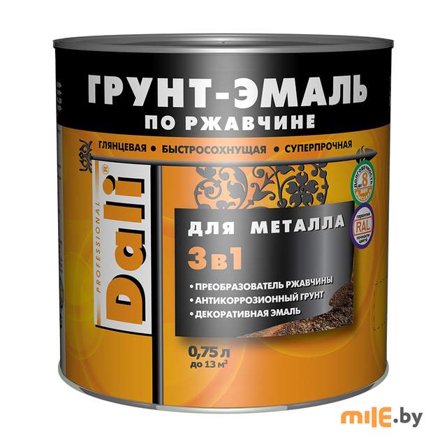 Грунт-эмаль по ржавчине Dali 3 в 1 серый графит (RAL 7024) 0,75 л
