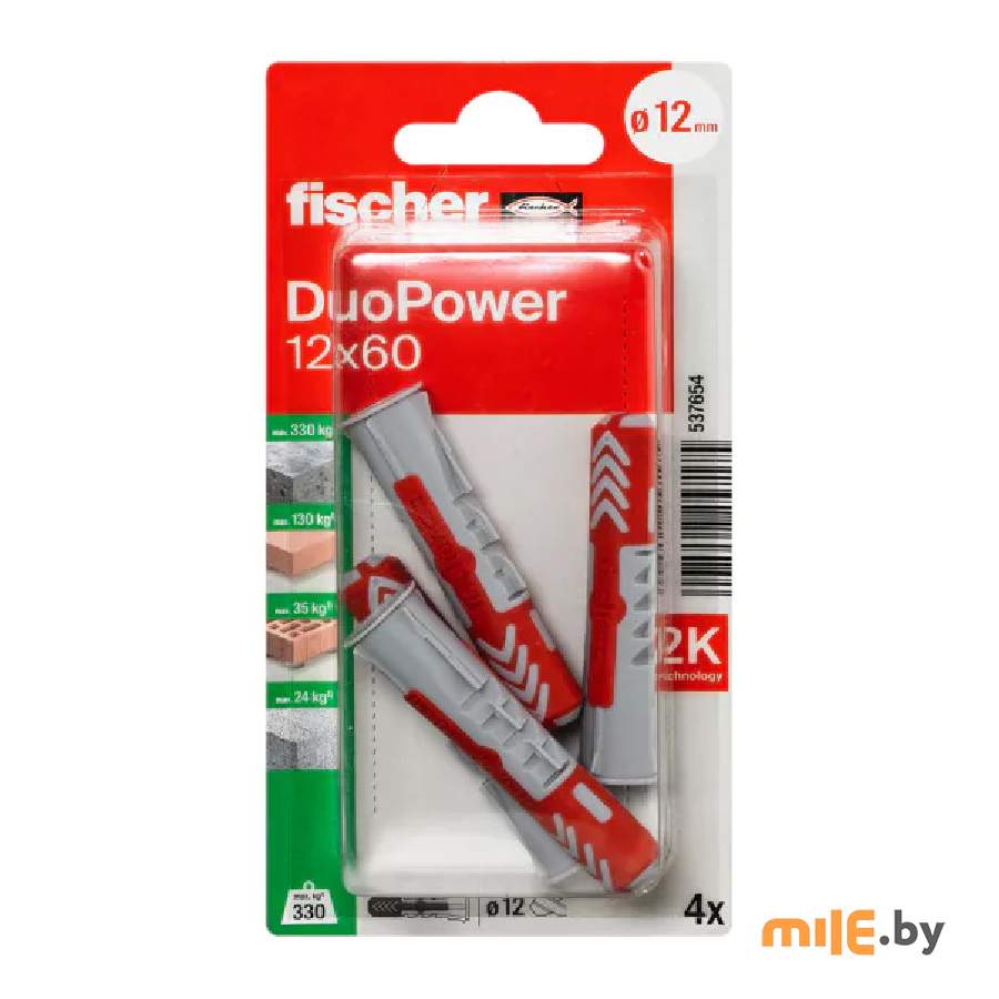 Универсальный дюбель Fischer Duopower (537654) 12x60 мм 4 шт.
