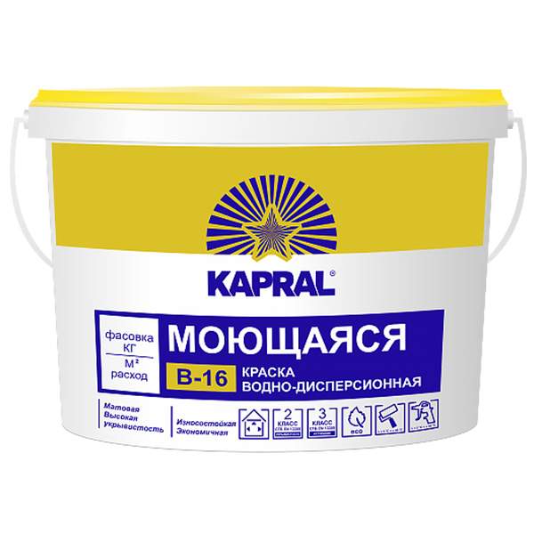 Краска ВД Капрал В-16 белая 1,5 кг